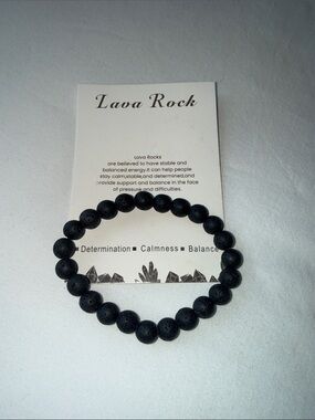 Love Rocks Black Lava Bead Bracelet for Men
